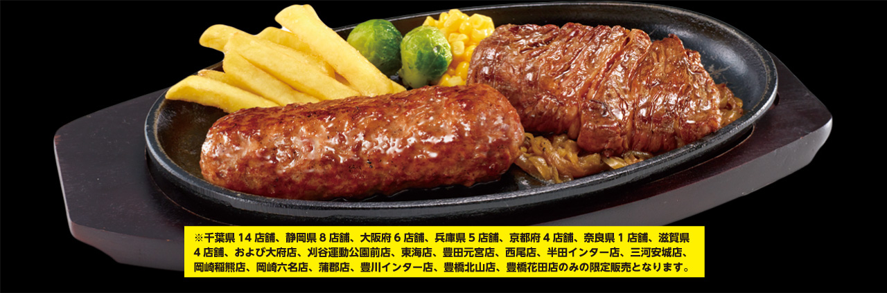 炭焼き粗挽きビーフハンバーグ&365日肥育炭焼きUSプレミアムステーキ