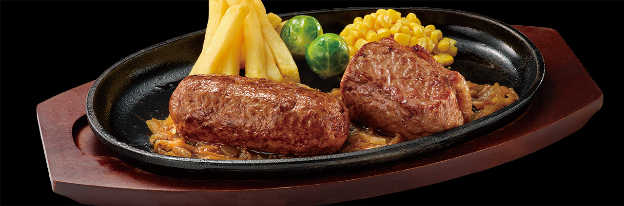 炭焼き黒毛和牛ハンバーグ&炭焼き超厚切り熟成サーロインステーキ
