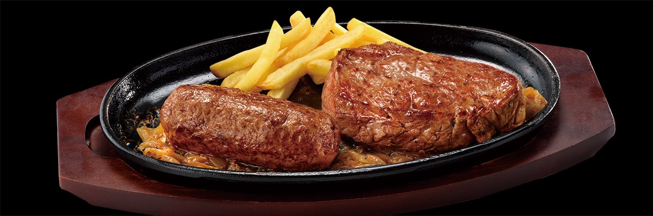 炭焼き黒毛和牛ハンバーグ＆炭焼きサーロインステーキ