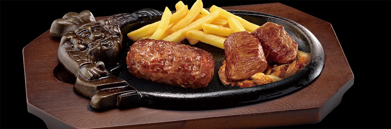 ブロンコおじさんのこだわり炭焼きがんこハンバーグ＆カットステーキ