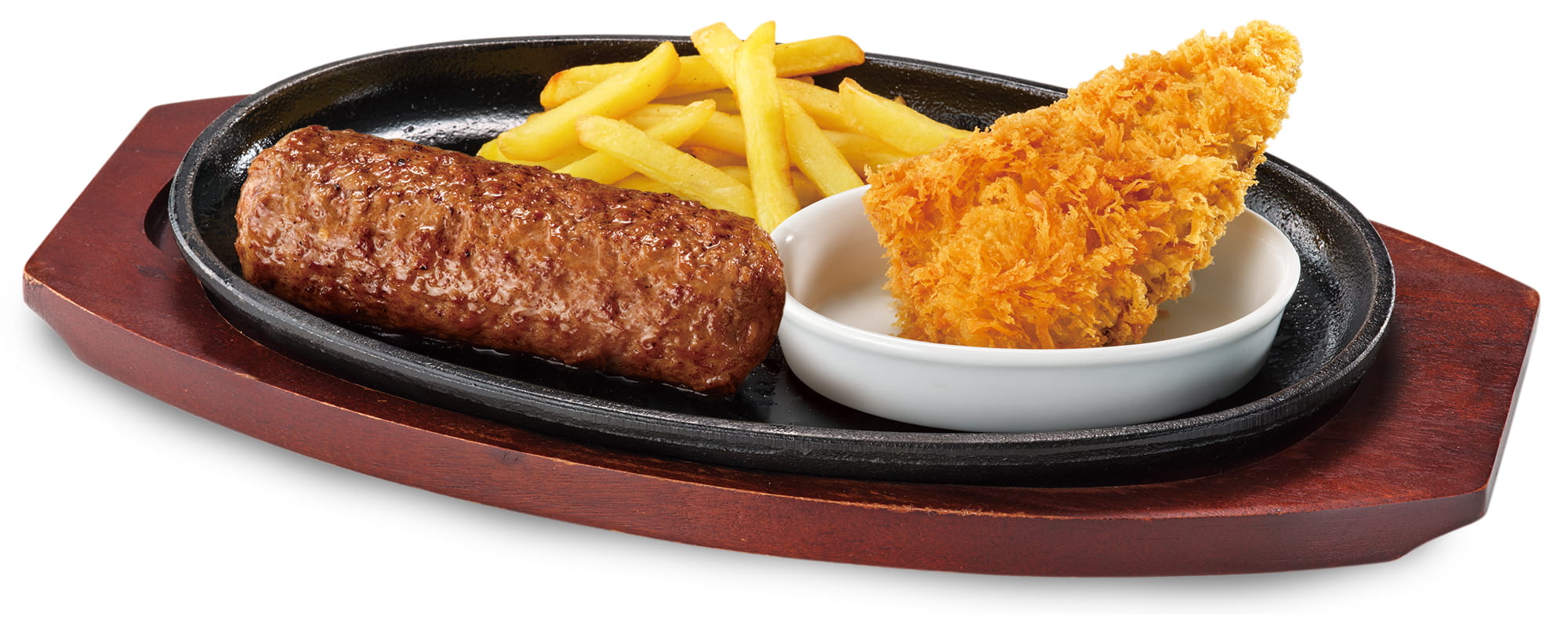 ブロンコおじさんのこだわり炭焼きがんこハンバーグ&肉厚とろあじフライコンビランチ